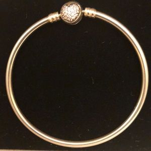 Pandora pave heart Bangle Bracelet - 7.5 in.